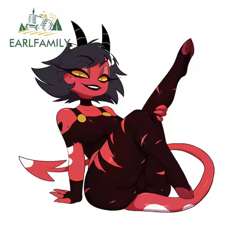 EARLFAMILY 13cm x 10.6cm for Helluva Boss Creative Car Stickers Racing Drifting Kawaii Decal Creativ