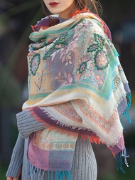 Halloween Nepali Ethnicity100% Merino Womens Wool Scarf Autumn Winter Warm Boiled Shawl Fleece Hand