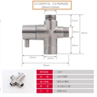 SHUISHA  SUS304 Stainless Steel Bidet Valve Adapter T Connector 3 Way Showerhead Water Diverter Shut-Off Toilet Sprayer