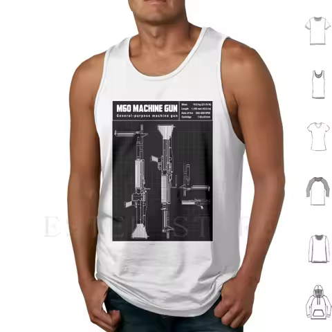 M60 Machine Gun Tank Tops Vest Sleeveless Machine Gun Hmg Lmg Us Machine Gun 7 62mm Nato Gun M60 Mac