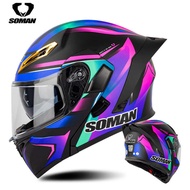 New Upgrade SOMAN Motorcycle Helmet Men Women Double Lens Revealing Helmet Four Seasons Cycling Full