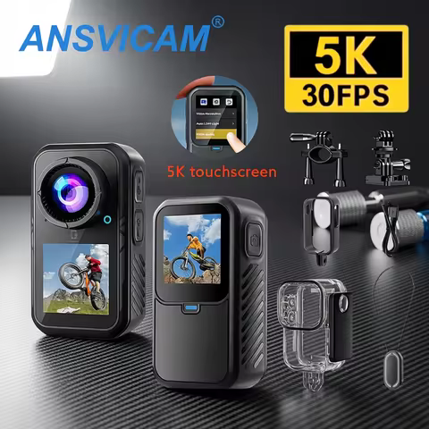 5K Thumb Action Camera 4K 60FPS Touch Screen Mini Waterproof Bodycam 6-Axis Stabilization Magnetic M