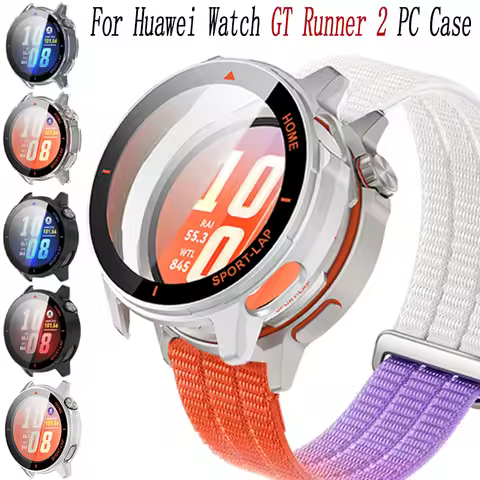 PC Case＋HD Glass For Huawei Watch GT Runner 2 Shell-membrane integrated anti-falling protective shel