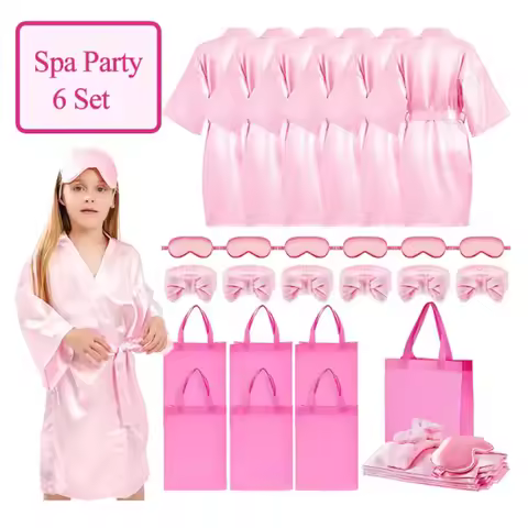 6/8/12Pcs Spa Party Robes Gowns for Girls Kimono Satin Robe Kids Birthday Party Favors Slumber Party