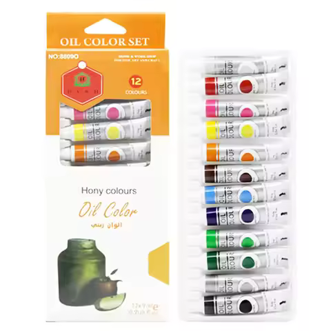 12 Colors Oil Paint Set,9ml Tubes Rich Pigment Oil Painting Pigment Kit,For Canvas Board,Beginners S