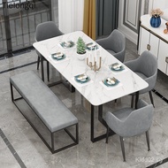 [kline]Rectangular rock plate dining table and chair combination marble negotiation table