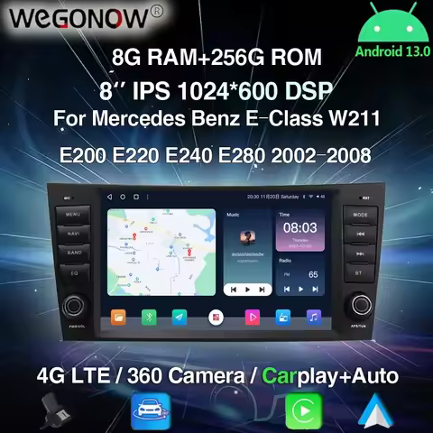 Carplay DSP 8'' IPS Android 13.0 8GB+256GBCar DVD Player GPS 4G LTE WIFI BT Radio For Mercedes Benz 