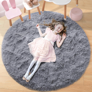 Fluffy Round Rug Black Rug For Bedroomfuzzy Kids Room Carpet Shaggy Living Room Sofa Area Rug Soft N