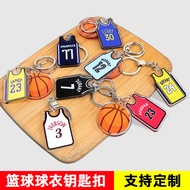 Nba Jersey Keychain Kobe James Basketball Star Jordan Acrylic Keychain Wholesale Schoolbag Pendant