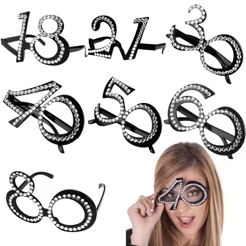 Birthday Rhinestone Number Glasses 18th 21th 30th 40th 50th 60th 80th Birthday Sunglasses Celebratio