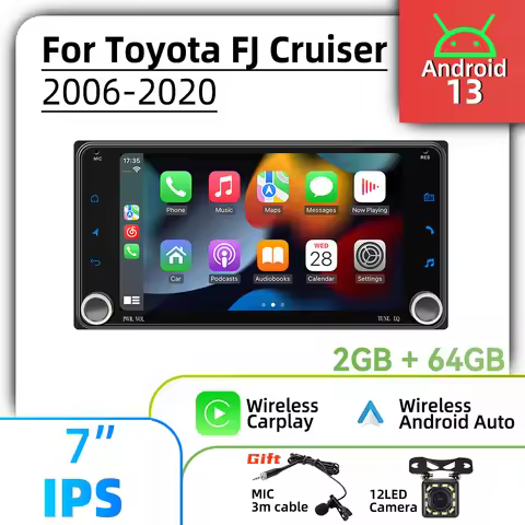 Car Multimedia 7" Stereo for Toyota FJ Cruiser 2006-2020 Wireless Carplay Autoradio 2 Din Android Ra