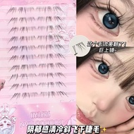 Melancholy Fox Eye Lower Lashes - Invisible Clusters, Glass Skin Feathered Extensions for Almond Eye