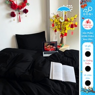 GONI CHILL Waterproof Duvet Cover Set in Black - Elastic bed sheets 4-25cm high, sizes 1m,1m2,1m4,1m