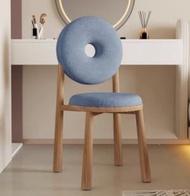 全城熱賣 - 奶油風羊羔絨甜甜圈餐椅(藍色*木紋腿)(尺寸:43*43*90CM)