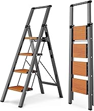 WOA WOA 4 Step Ladder, Ladders for Home, Anti-Slip Pedals, Aluminum Step Stool Foldable, Lightweight