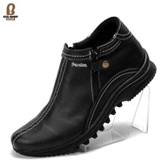 Sepatu Pria Boots Casual Kulit Sapi BT001 Double Resleting Outsol Karet