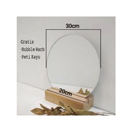 KAYU Circle Mirror + Wooden Stand D30cm / Table Mirror