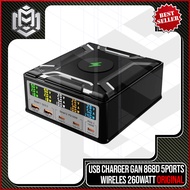 MM - USB Charger Gan 868D 5ports Wireless 260watt / 868D 260W 5 Ports GAN Fast Charging Station with