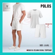 Saruy__ Baju Celana Putih Polos Kaos Training Pendek Tes Akademi Polisi Tes Masuk Polri Tni Celana K