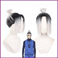 HT2 Anime BLUE LOCK Gin Gagamaru Cosplay Wig Black White Gradient Hair Fluffy Hairpiece Heat Resista