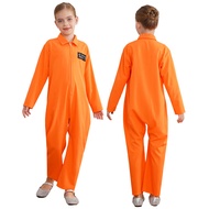 Children Jailbird Inmate Prison Uniform Halloween Themed Party Carnival Masquerade Prisoner Cosplay 