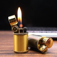 【HOT】Mini Retro Kerosene Lighter Portable Brass Metal Petrol Lighter Refillable Pocket Cigarette Lig