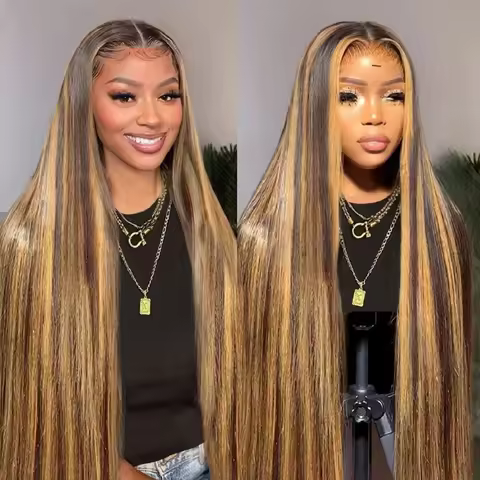 Highlight P4/27 Straight Wigs 200% Density 100% Human Hair 18-46 Inch Remy Women Hair 13x4 13x6 HD T