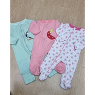 Baby Sleepsuit Jumper Romper Girls & Boys baby long sleeve with Zip I Baju Bayi Pyjamas boy & girl b