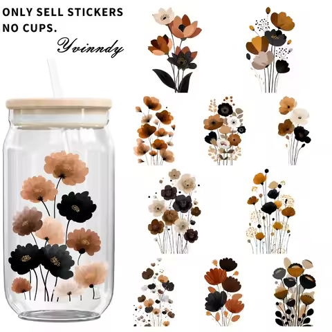 5 Pieces Watercolor Brown Black Pattern UV DTF Transfer Paper Scratch Resistant Transfer Paper Suita