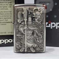 ZIPPO ORIGINAL DRAGON GUAN YU 3D EMBLEM SILVER JAPAN ( CASE ONLY )