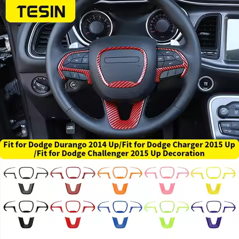 TESIN Car Steering Wheel Decoration Cover Accessories for Dodge Durango 2014-2022 for Dodge Charger 