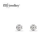 AG1 MJ Jewellery 925 Sterling Silver Clover Leaf Earrings SS168 Plated White Gold