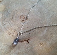 約6/7MM - 堇青石簡約 純銀鎖骨鍊 (鍊條為1mm粗) 6/7MM Cordierite 925 silver necklace