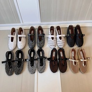 Alaia Woven Flat Ballet Shoes - Knitted Mesh with Gold & Silver Silk Accents