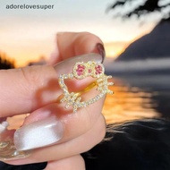 AD1MY 1/3 PCS Cute Sanrio Gold Hello Kitty Rhinestones Rings Women Accessory KT Gifts Martijn
