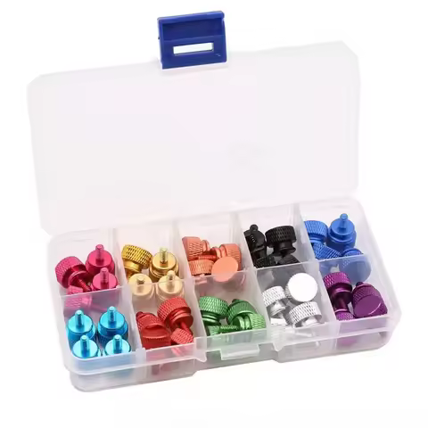 40pcs M3/6#32 Aluminum Alloy Thumb Screw Computer Case Anodized Hand Screw Aluminum Knurled Flat Hea