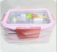 帳號內物品可併單限時大特價  角落生物sumikko gurashi粉紅色不鏽鋼雙層方形便當盒餐盒Stainless steel double layer Lunch Box
