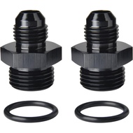 6AN Male Flare to 8AN ORB O-ring Boss Fuel Pump Rail Adapter Fitting Aluminum Black, Pack of 2