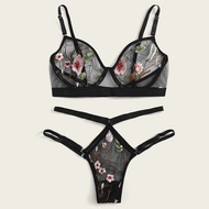 Hot Sexy Lingerie Three-Point Bikini Sexy Lace Pajamas Set Thong Two-Piece Set