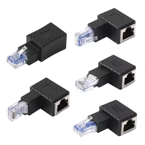 90 Degree RJ45 Converter Ethernet Network Adapter Extender Multi-Angle Coupler Extension Cable Conne