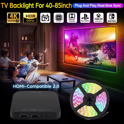 2024 New Ambient TV LED Backlight Sync to Screen For 40-85Inch Real-Time Sync LED Light Strip For 4K