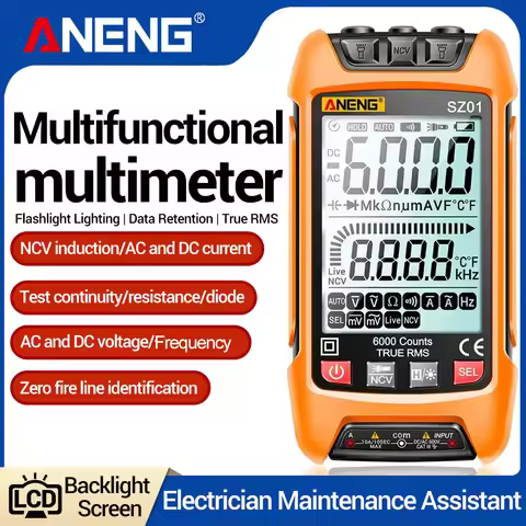 Digital Multimeter Professional 6000 Count ANENG SZ01 AC/DC Current Voltage Tester Electric Capacita