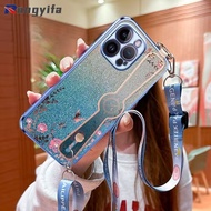 Phone Case For Samsung Galaxy A04 A04E A02S A03S M02S A03 S9 S8 S10 Plus Note 10 Pro 20 Ultra Casing 6D Secret Garden Wristband With Lanyard Gradient Glitter Fall Prevention Cover