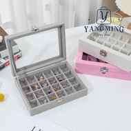 YANGYANG Velvet Ring Box Tray, Portable Dustproof Jewellery Organiser Storage, 12 /24 Grid Desktop S