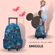 Smiggle Mickey Mouse Trolley Trolley Bag Bacpack SMIGGLE Mickey Mouse With Light Up Wheels