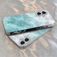 Apple 16 Phone Case iPhone16 Electroplating Glacier Blue Simple Men Women New Style Shock-resistant 