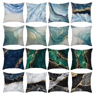 [Double Sided] 45x45cm Marble Pillow Cover Home Sofa Decor Modern Simple Blue Pillowcase Bedroom Cus