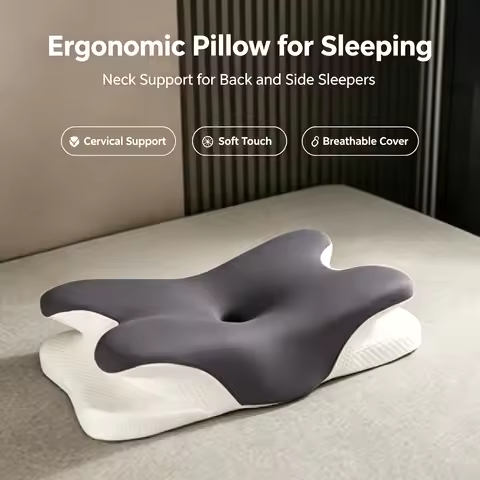 [Breathable Support] Ergonomic Neck Pillow | Breathable | Cervical Support, Design | Back & Side Sle