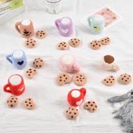 Pcs/Set 3 DIY Handmade Wool Felt Baby Milk Tea Cup+Cookies Decor Newborn Photography Props Infant P