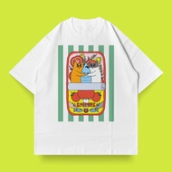 復古趣味貓沙丁魚造型寬鬆 T 恤